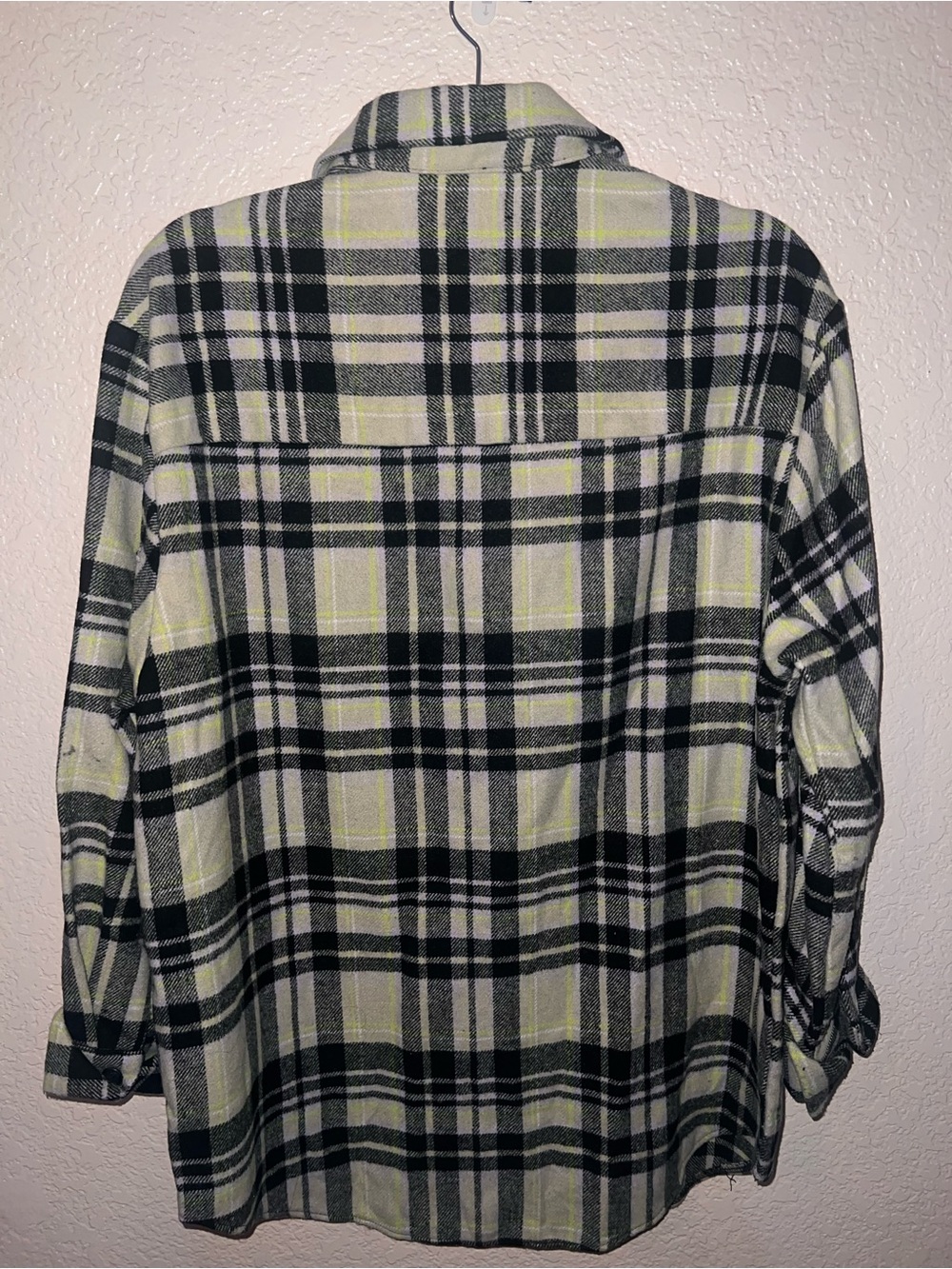 Topshop Black & Light Green Plaid Button-Down Shacket - Picture 3 of 3